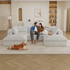 118.2" Blue Corduroy Fabric DIY Combination Cloud Sofa Deep Seat Couches with 2 Ottomans Double-layer design Removable Cushion No Assembly - 2 of 4