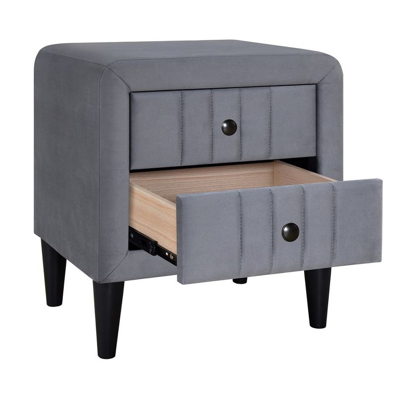 Nightstand, Side Tables Bedroom With 2 Drawers Velvet Bedside Table, Modern End Side Table For Bedroom, 4 of 7