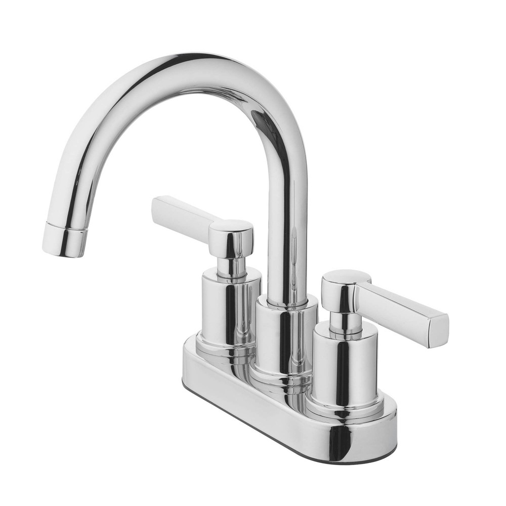 Photos - Tap 4" 2 Handle Low Arc Lavatory Faucet with Push Pop Up Chrome - Home2O