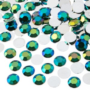 John Bead 500-Piece 10mm (SS45) Green AB Acrylic Round Flat Back Rhinestones - 1 of 4