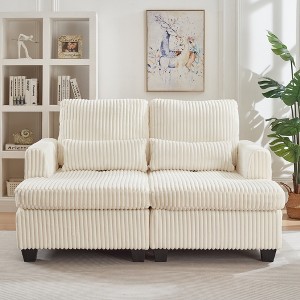Straight Sectional Sofas with Square Armrests and Adjustable Back, Modular Sitting or Lying Down Couch, Space-Saving Lounge Chair for Living Room - 1 of 4