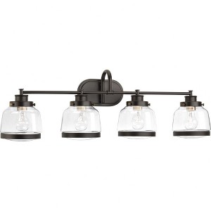 Progress Lighting Judson 4-Light Bath Vanity in Antique Bronze with Schoolhouse Globe Shade - 1 of 2