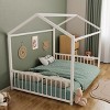 Twin/Full Size Montessori Metal Floor Bed Frame, House Shaped Platform Bed with Vertical Safety Guardrails for Kids/Toddlers - ModernLuxe - 4 of 4