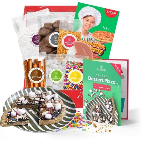 BAKETIVITY No-Bake Dessert Pizza Kids Baking Kit & STEAM Lesson | STEAM  Focused Kids Pizza Party Baking Set | No-Bake Recipe with No Oven Required