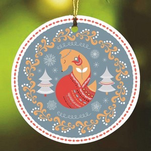Ethnic Fox Scandinavian Folk Style Christmas Ornament | OrnamentallyYou - 1 of 4