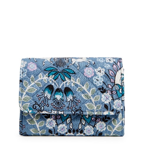 Vera Bradley Women's Cotton Rfid Riley Compact Wallet Enchantment Blue ...