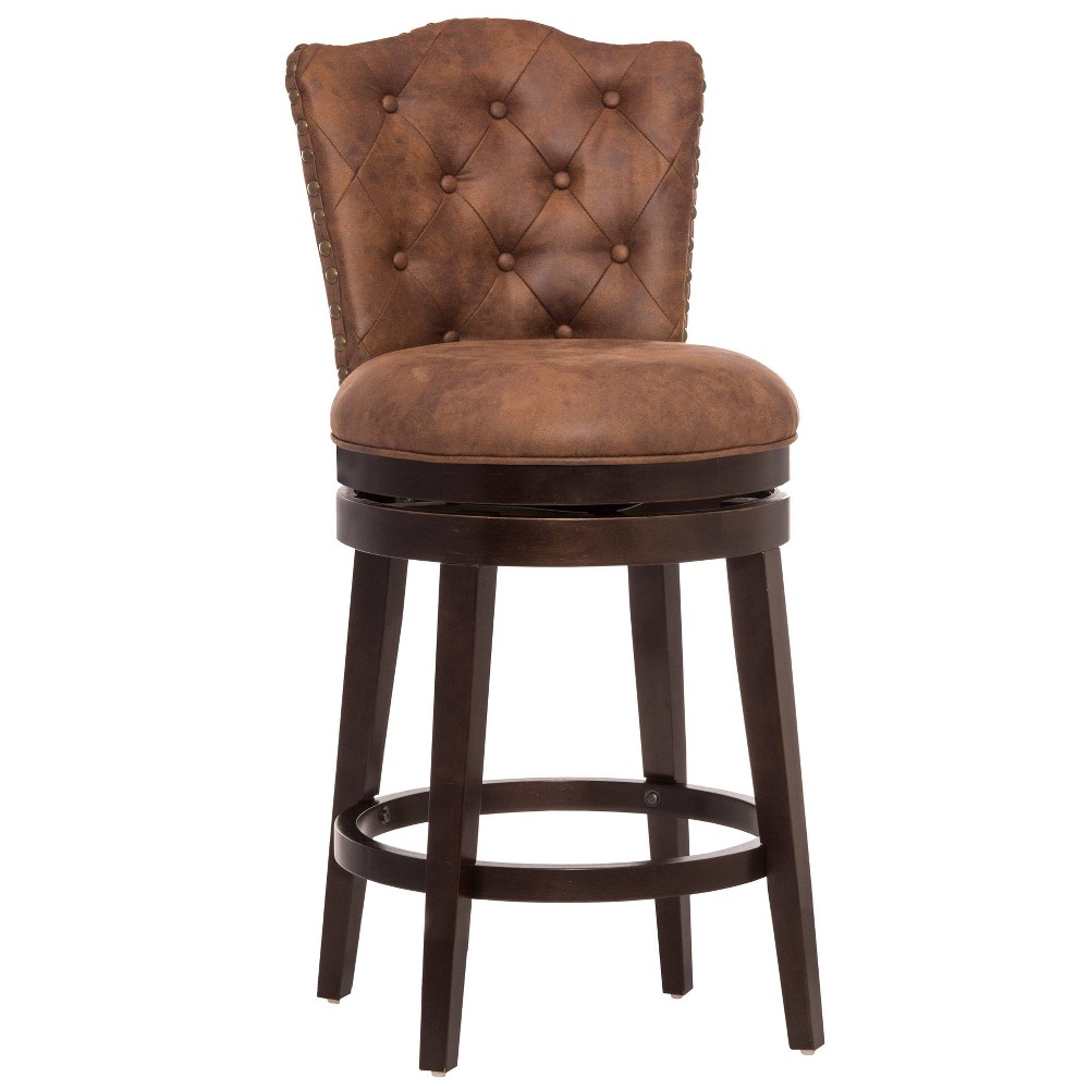 Photos - Chair 26.25" Edenwood Wood Swivel Counter Height Barstool Chocolate - Hillsdale