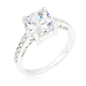 Slickblue Beautiful 2.1 Ct Princess Cut Clear CZ Ring, Rhodium Plated Women Fashion Jewelry - 1 of 3