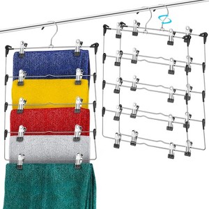 DEILSY 5-Tier Metal Skirt Hangers with Sturdy Clips, Foldable - 1 of 4