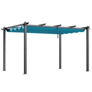 VEVOR 10'x13' Outdoor Retractable Pergola with Canopy, Aluminum Pergola with Retractable Canopy, Modern Pergola with Sun Shade Canopy, Bule - 1 of 4
