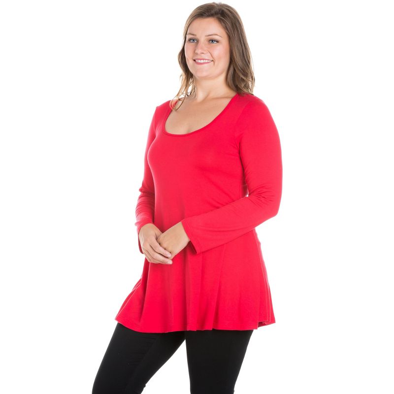 24seven Comfort Apparel Womens Poised Long Sleeve Swing Plus Size Tunic Top, 3 of 7