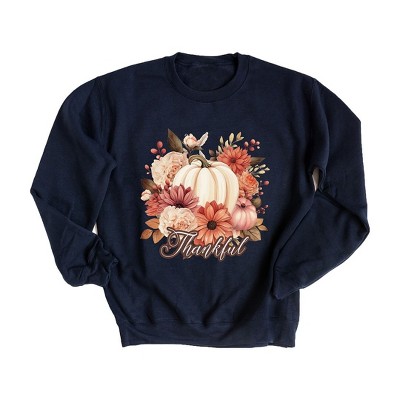 Simply Sage Market Women's Graphic Sweatshirt  Thankful Pumpkin Floral