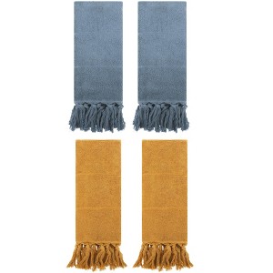 REGALWOVEN Solid Cotton Bathroom Hand Towel with Tassel 4 Pack - 1 of 4