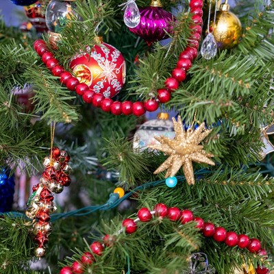 Cranberry Red Wooden Beaded Christmas Garland, 8.5 ft