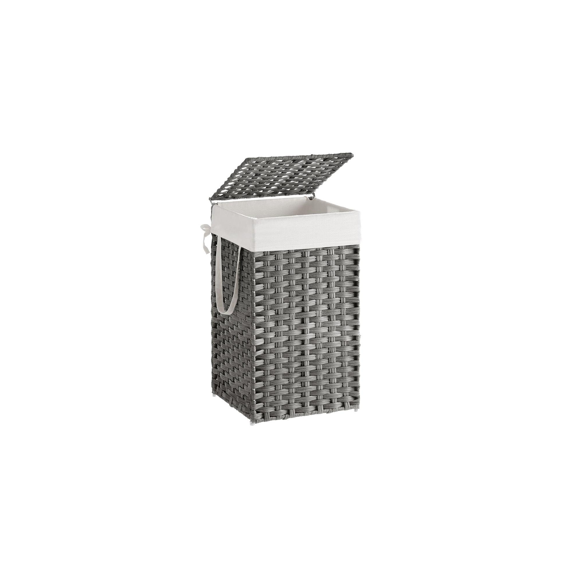 65L Laundry Hamper with Lid Folding Laundry Basket Clothes Hamper with Removable Liner for Laundry Room Gray