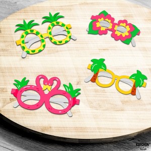 KatchOn, Hawaiian Luau Party Glasses - Pack of 12 | Luau Photo Booth Props | Luau Glasses, Beach Themed Party Decorations - 1 of 4