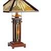 Chloe Lighting Innes Tiffany-Style 3 Light Mission Double Lit Wooden Table Lamp 15" Shade - 4 of 4