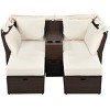 Nestfair 2-Seater Wicker Outdoor Double Day Bed with Foldable Awning and Cushions - 2 of 4