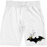 Batman Bat Logo With Flying Bats Men's White Graphic Sleep Shorts