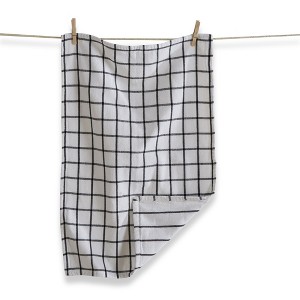 tag Classic Double Cloth Black Windowpane Cotton Machine Washable Kitchen Dishtowel 26L x 18W in. Decoration Decor - 1 of 1