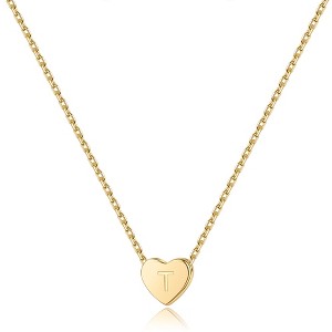 Turandoss S925 Sterling Silver Heart Initial Necklace for Women Girls, 18K Gold Letter Pendant Necklace, Gold Jewelry for Women, Gifts for Girls, 16+3 - 1 of 4