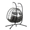 PAGED Indoor Outdoor PE Wicker Swing Chair with Foldable Design and Stand,2 Persons Egg Chair for Patio,Porch,Garden - 4 of 4