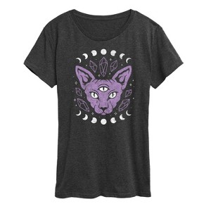 Women's - Instant Message - Cat With Crystals Short Sleeve Graphic T-Shirt - 1 of 4