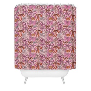 Deny Designs Doodle By Meg Pink Bow Print Shower Curtain: Abstract Woven Polyester, Machine Washable - 1 of 3