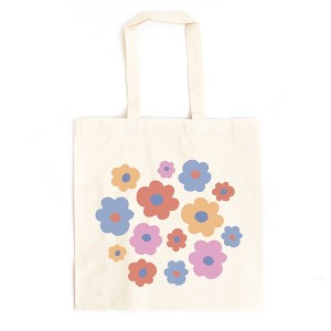 City Creek Prints Colorful Daisies Canvas Tote Bag - 15x16 - Natural - 1 of 2