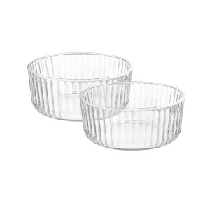 Bormioli Rocco Exclusiva Glass Serving Bowls, Set of 2 - Stackable Dishes for Chips, Hummus, Appetizers -Dishwasher Safe - 1 of 4