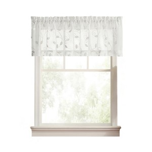 Ellis Curtain Chatham 100% Polyester Tailored Embroidered Sheer Rod Pocket Valances 70" x 15" White - 1 of 4