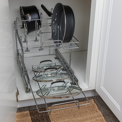 Chrome-Plated Steel 2-Tier Pull-Out Kitchen Organizer