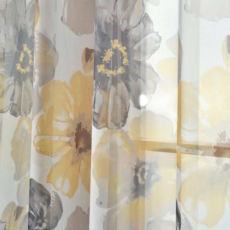 2pk 52&#34;x84&#34; Sheer Leah Curtain Panels Yellow/Gray - Lush D&#233;cor, 4 of 8