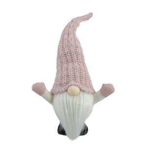 Northlight LED Lighted Round Rattan Christmas Gnome Figure - 14" - Pink and Cream - 1 of 4