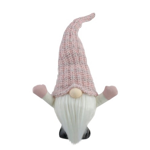 Northlight LED Lighted Round Rattan Christmas Gnome Figure - 14" - Pink and Cream - image 1 of 4