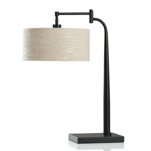 Mid-Century Modern Style with Swing Arm Feature Table Lamp Bronze - StyleCraft: Adjustable, Steel & Linen - 1 of 4