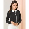 Allegra K Women's Vintage Button Down Contrast Peter Pan Collar Office Work Blouse - 3 of 4
