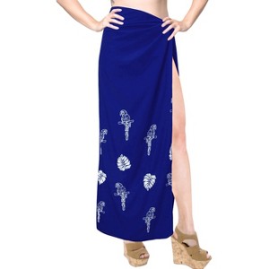 LA LEELA Women's Summer Bikini Wraps Beach Wrap Swimwear Sarong Cover up Skirt Swimsuit Pareo Coverups for Women One Size Blue, Solid - 1 of 4