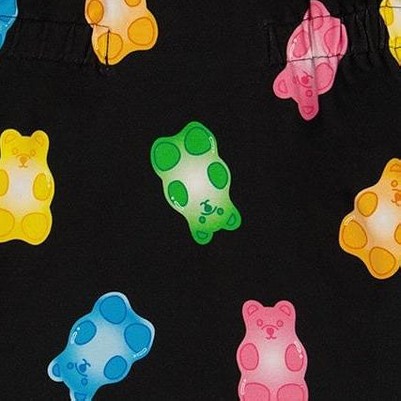 black and multicolored gummies