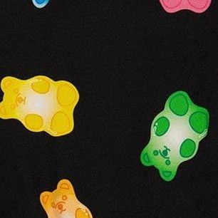 black and multicolored gummies