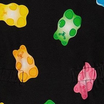 black and multicolored gummies