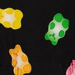 black and multicolored gummies