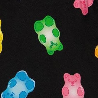 black and multicolored gummies