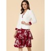 Allegra K Women's Chiffon V Neck Contrast Panel Work Jacket Dress Suit Set 2 Pcs - 3 of 4