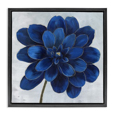 Stupell Industries Modern Deep Blue Floral Carnation, 18" x 18"