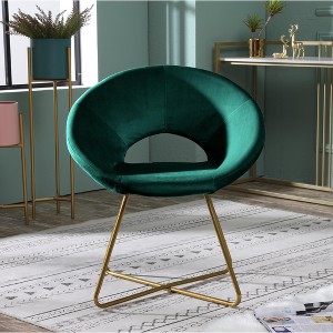 Silky Vanity Chair with Back,Velvet Accent Chair for Living Room,Criss Cross Chair with Gold Legs, Upholstered Vanity Chair for Bedroom - 1 of 4