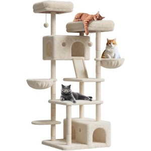 66" Multi-Level Cat Tree w/Sisal Scratching Posts, Condos, Hammock & Perch – Durable Tower for Multiple Cats - 1 of 4
