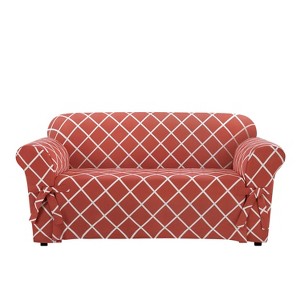 Lattice Loveseat Slipcover Coral - Sure Fit, Pink