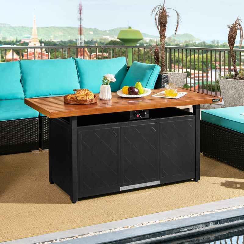 Costway 57'' Rectangular Propane Gas Fire Pit 50,000 Btu Heater Outdoor Table Brown, 2 of 11