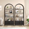 COUCHETA 71.5'' Tall 4-Tier Arched Bookshelf with Doors, Industrial Style,  Industrial with Studry Metal Frame and Open Shelves - 2 of 4